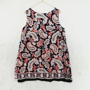 J.Jill Women's Black Paisley Floral Sleeveless Summer Tunic Top P186
